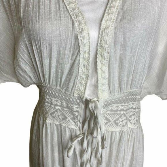 Womens Crochet Lace Waist Tie Kimono Cover Up - Picture 3 of 12